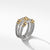 Sterling SIlver David Yurman Petite Helena Three Row Ring with 18K Yellow Gold and Diamonds