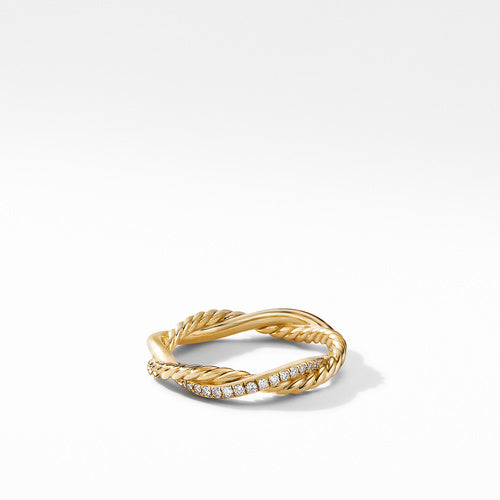 Petite Infinity Twisted Ring in 18K Yellow Gold with Pavé Diamonds, Size 5