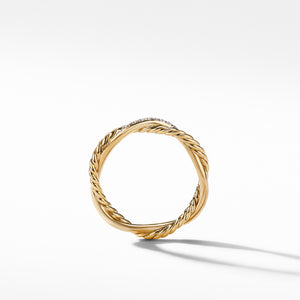 Petite Infinity Twisted Ring in 18K Yellow Gold with Pavé Diamonds, Size 5