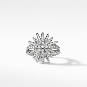 Starburst Station Ring with Pavé Diamonds, Size 6