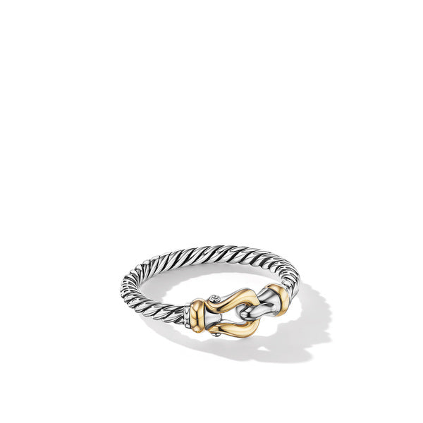 Petite Buckle Ring with 18K yellow Gold, Size 8