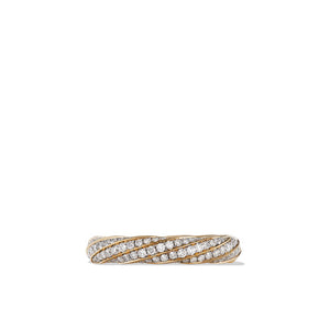 Cable Edge Band Ring in Recycled 18K Yellow Gold with Pavé Diamonds, Size 8