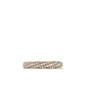 Cable Edge Band Ring in Recycled 18K Yellow Gold with Pavé Diamonds, Size 7