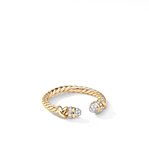 Petite Helena Open Ring in 18K Yellow Gold with Pavé Diamonds