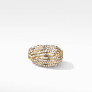 DY Origami Ring in 18K Yellow Gold with Pavé Diamonds, Size 6.5