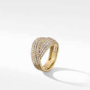 DY Origami Ring in 18K Yellow Gold with Pavé Diamonds, Size 6.5
