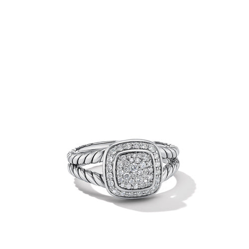 Petite Albion Ring with Pavé Diamonds, Size 6