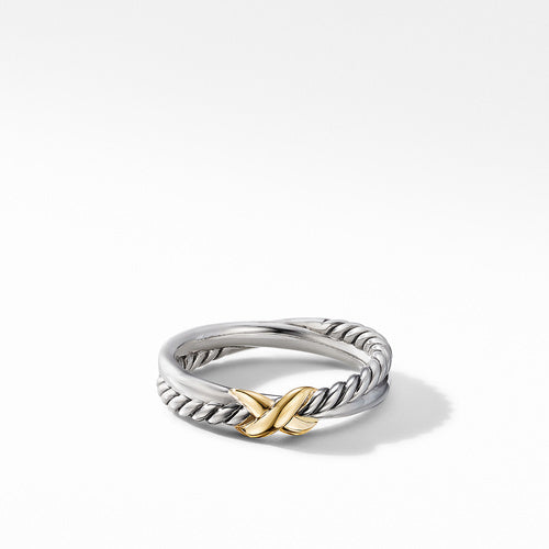 Petite X Ring with 18K Yellow Gold, Size 5