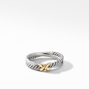 Petite X Ring with 18K Yellow Gold, Size 6