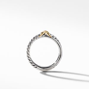 Petite X Ring with 18K Yellow Gold, Size 6