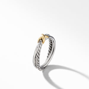 Petite X Ring with 18K Yellow Gold, Size 6