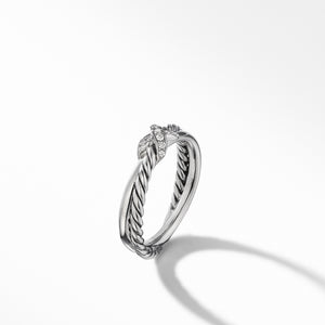 Petite X Ring with Pavé Diamonds, Size 7