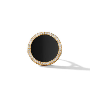 DY Elements Ring in 18K Yellow Gold with Black Onyx and Pavé Diamonds, Size 7.5