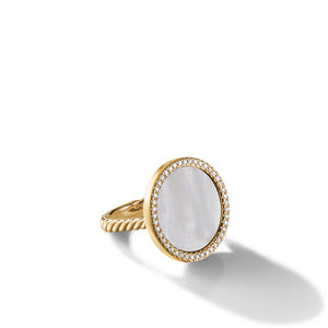 DY Elements Ring with Mother-of-Pearl and Diamonds in 18K Yellow Gold, Size 7