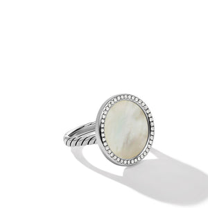 DY Elements Ring with Mother of Pearl and Pavé Diamonds, Size 7