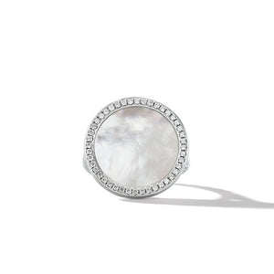 DY Elements Ring with Mother of Pearl and Pavé Diamonds, Size 7