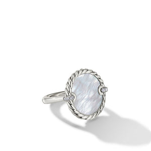 DY Elements Ring with Mother-of-Pearl and Diamonds in Sterling Silver, Size 7