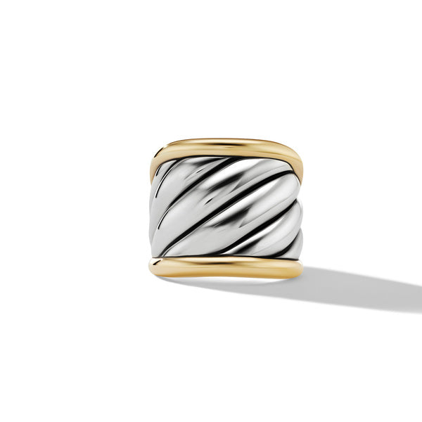 Sculpted Cable Saddle Ring with 18K Yellow Gold, Size 8