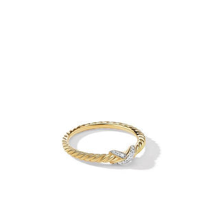 Petite X Ring in 18K Yellow Gold with Pavé Diamonds, Size 6