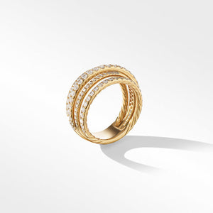 Pavé Crossover Ring in 18K Yellow Gold with Diamonds, Size 6