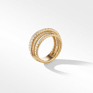 Pavé Crossover Ring in 18K Yellow Gold with Diamonds, Size 7