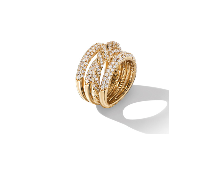 Pavéflex Four Row Ring in 18K Yellow Gold with Diamonds