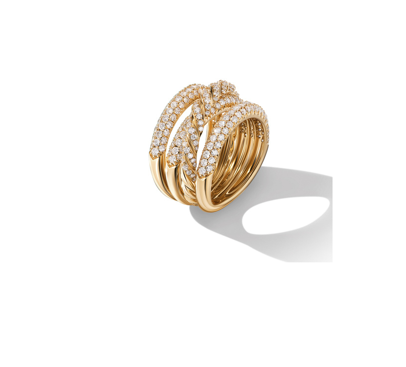 Paveflex Four Row Ring in 18K Yellow Gold with Diamonds