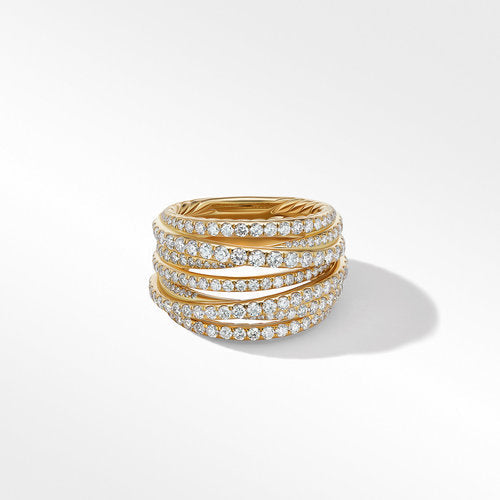 Pavé Crossover Ring in 18K Yellow Gold with Diamonds, Size 8