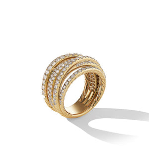 David Yurman 18K Yellow Gold Crossover Ring with Diamonds