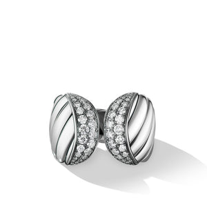 Sculpted Cable Ring with Pavé Diamonds, Size 8
