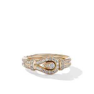 Throughbred Loop Ring in 18K Yellow Gold with Pavé Diamonds