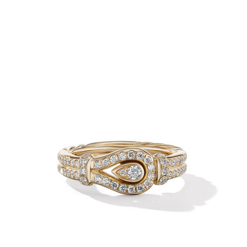 Throughbred Loop Ring in 18K Yellow Gold with Pavé Diamonds