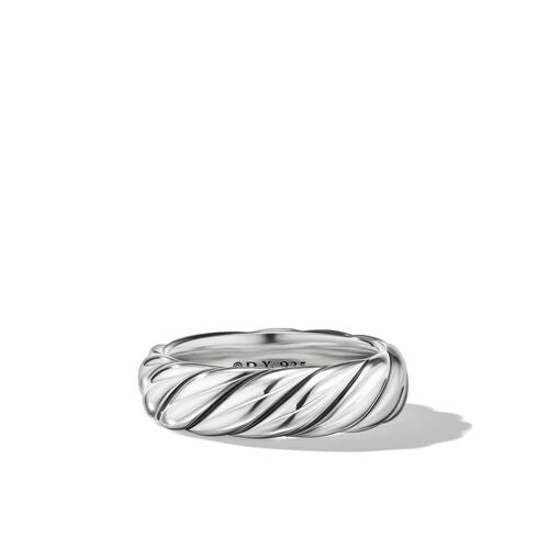 Sculpted Cable Band Ring in Sterling Silver, Size 7