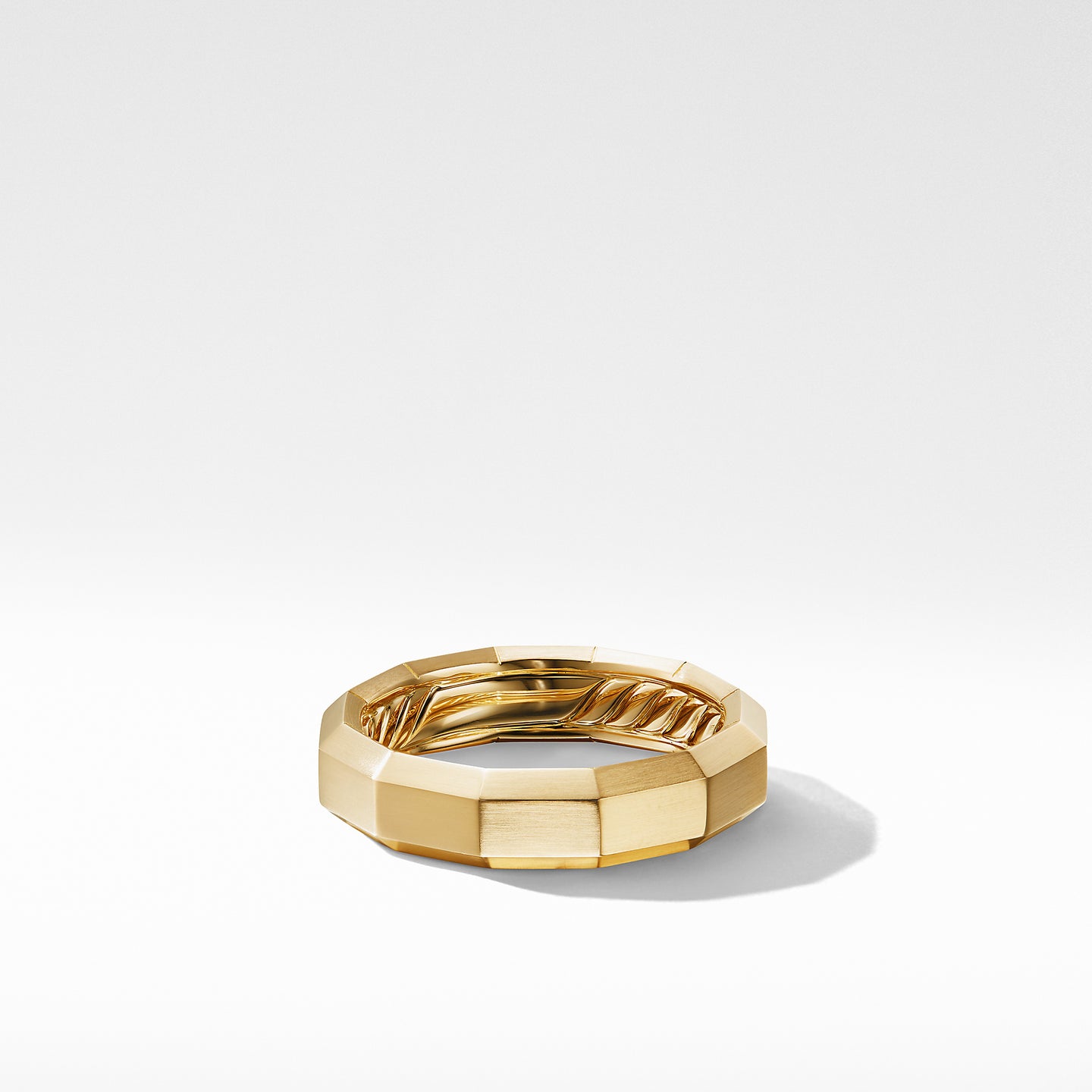 Faceted Band Ring in 18K Yellow Gold, Size 10