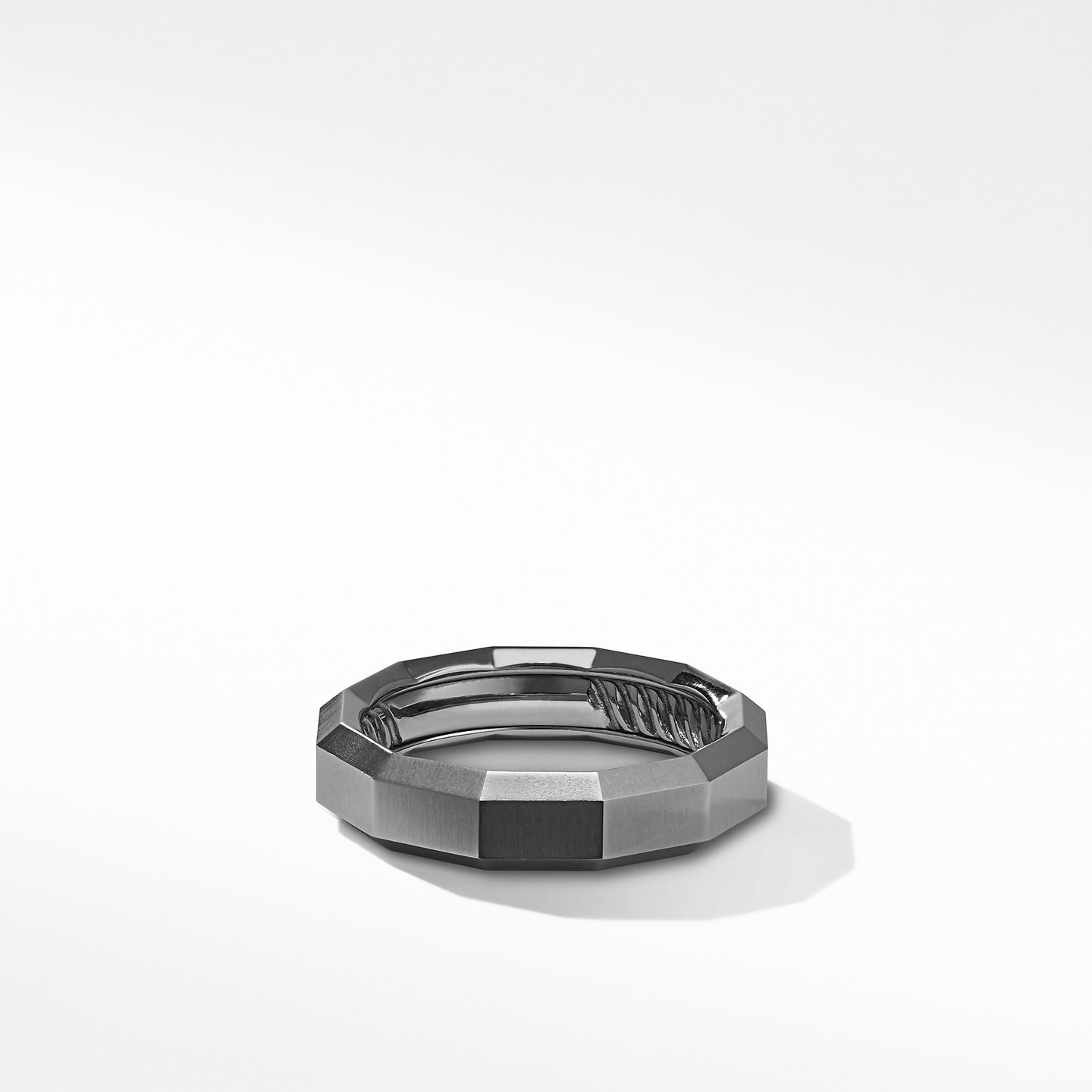Faceted Band Ring in Grey Titanium, Size 10