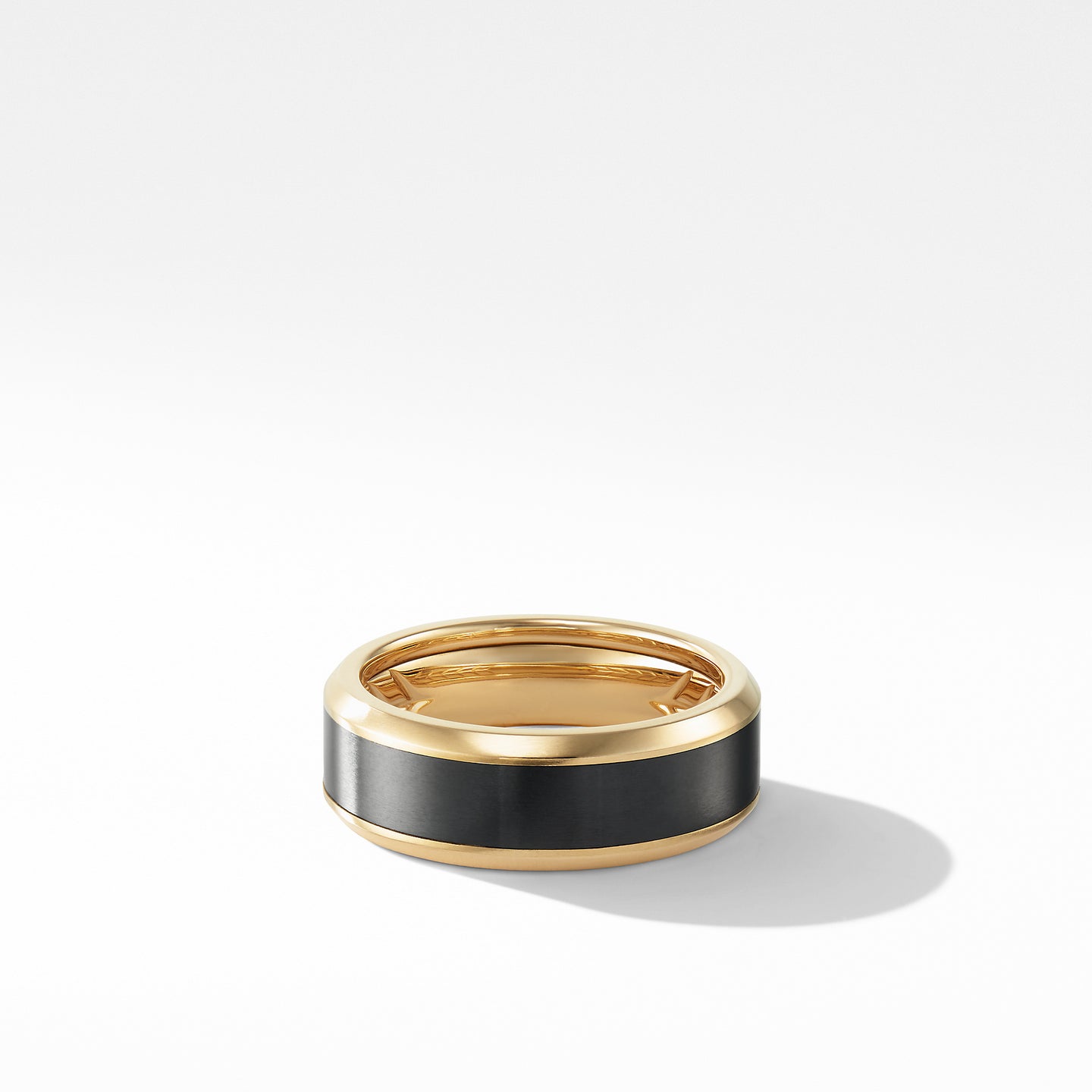 Beveled Band Ring in 18K Yellow Gold with Black Titanium