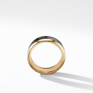 Beveled Band Ring in 18K Yellow Gold with Black Titanium