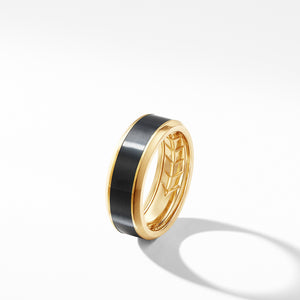 Beveled Band Ring in 18K Yellow Gold with Black Titanium