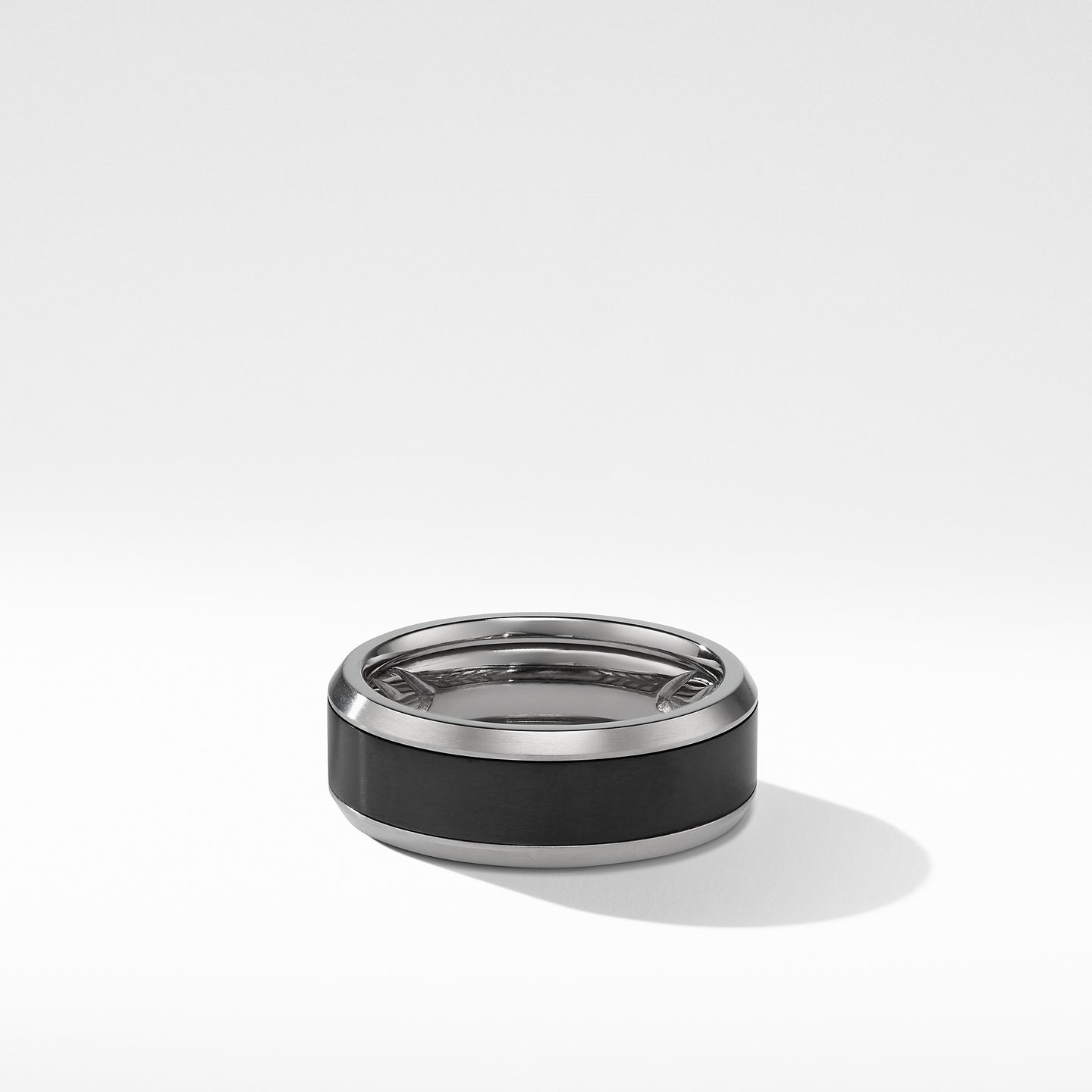 Beveled Band Ring in Grey Titanium with Black Titanium, Size 10