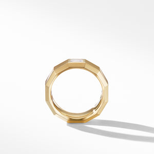 Faceted Band Ring in 18K Yellow Gold with Diamond Baguette, Size 11