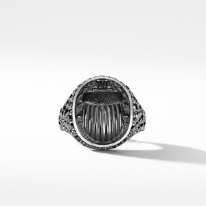 Petrvs® Scarab Signet Ring with Black Onyx and Black Diamonds, Size 10