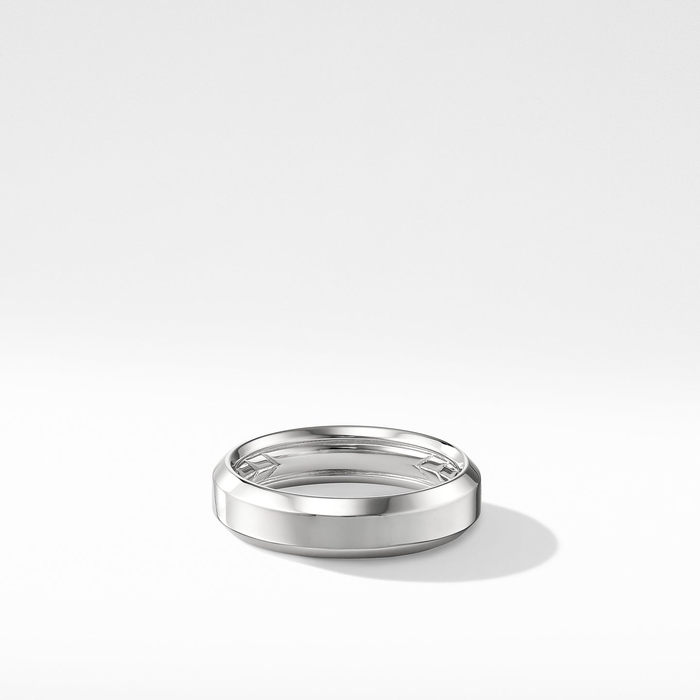 Beveled Band Ring in 18K White Gold, Size 11