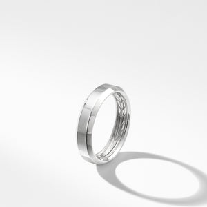 Beveled Band Ring in 18K White Gold, Size 11