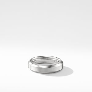 Beveled Band Ring in 18K White Gold, Size 10