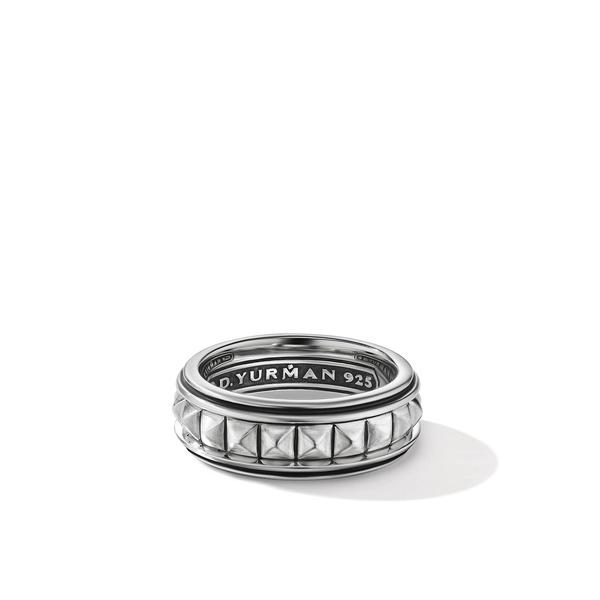 Pyramid 8mm Band Ring in Silver, Size 10