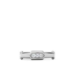 Hex Station Band Ring with Pavé Diamonds, Size 10
