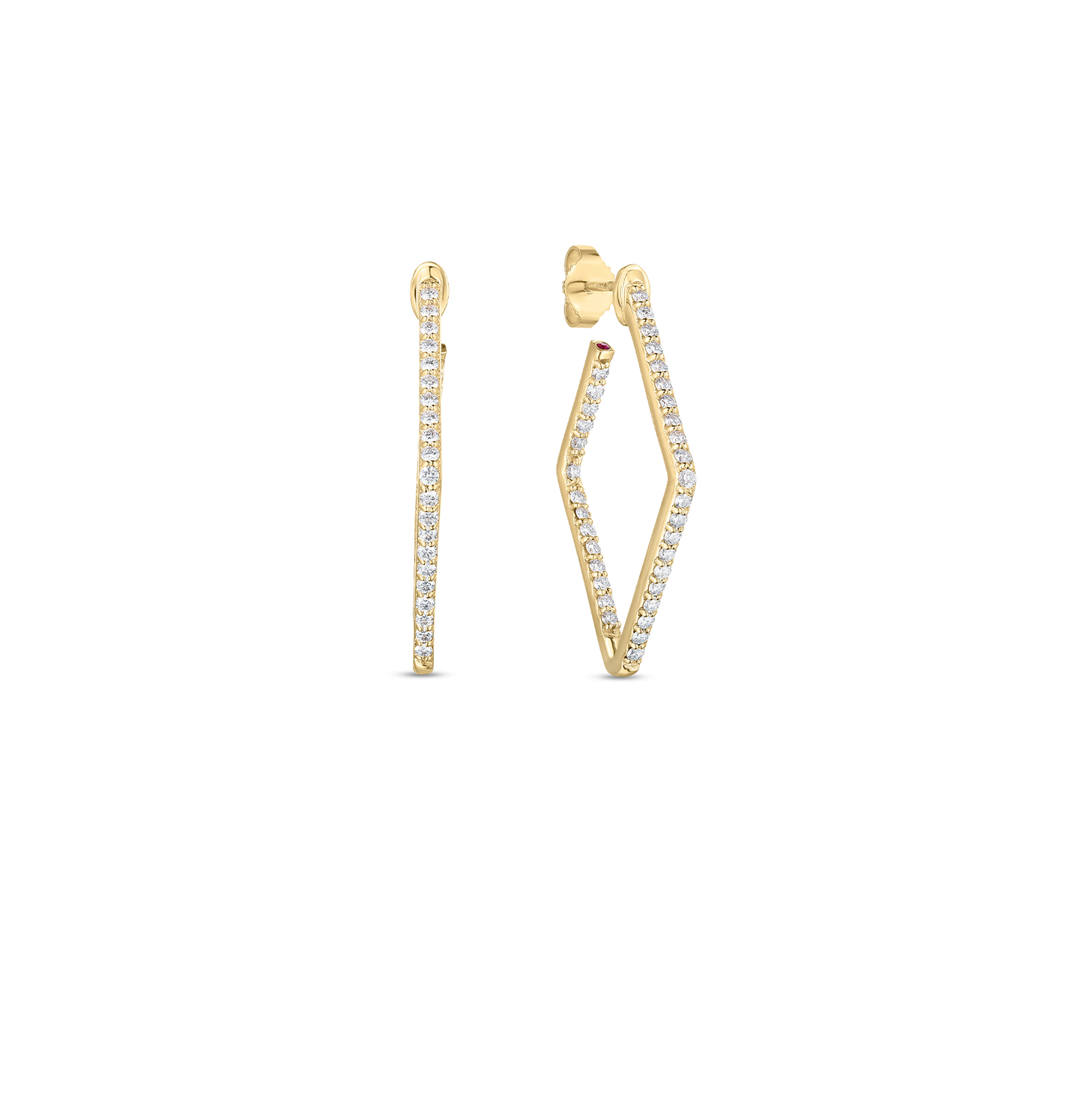 Roberto Coin Tiny Treasures Diamond Square Hoop Earrings