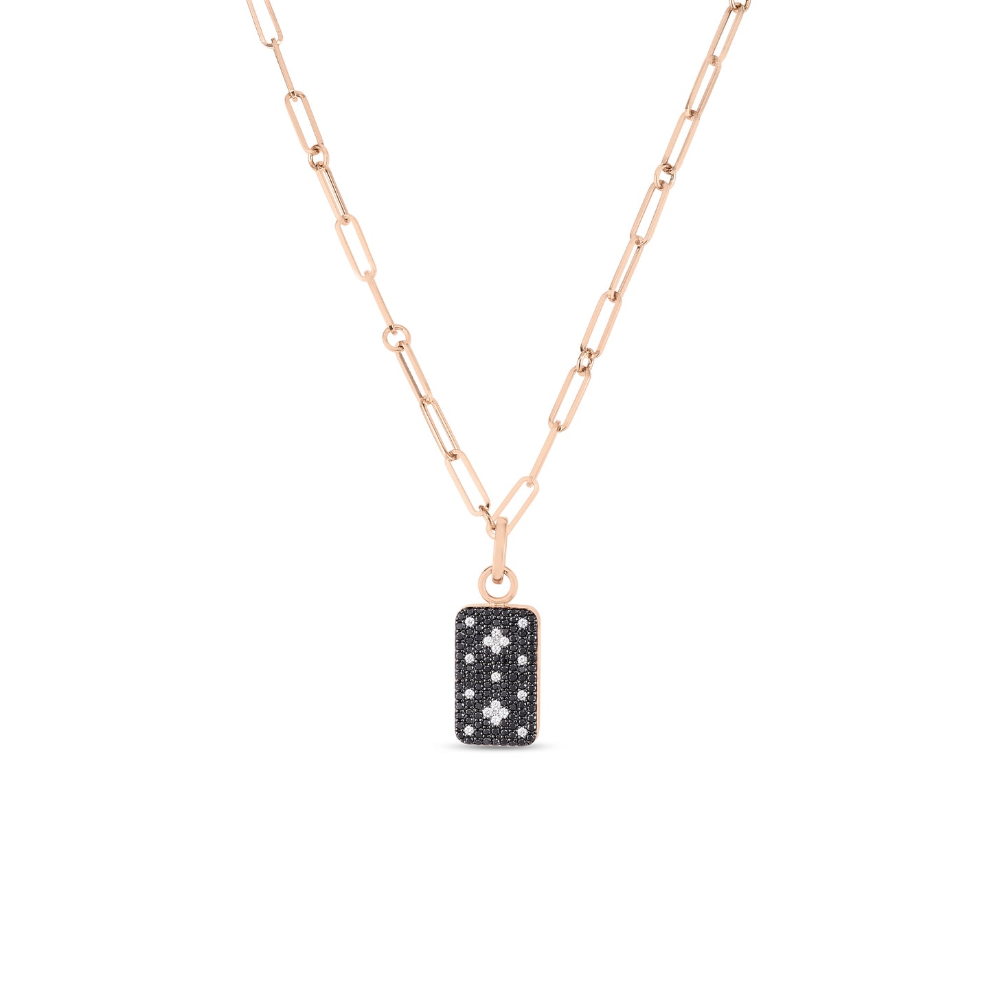 Roberto Coin 18K Gold with Black and White Diamonds Venetian Princess Dog Tag Necklace
