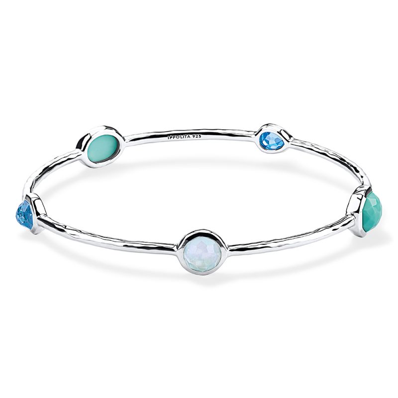 IPPOLITA Rock Candy® Sterling Silver Five Stone Bangle in Waterfall