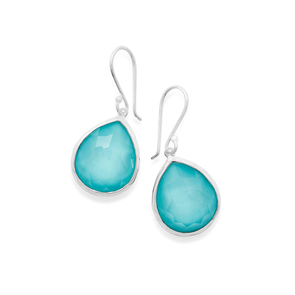 IPPOLITA Rock Candy Sterling Silver Small Gemstone Teardrop Earrings in Turquoise and Clear Quartz Doublet